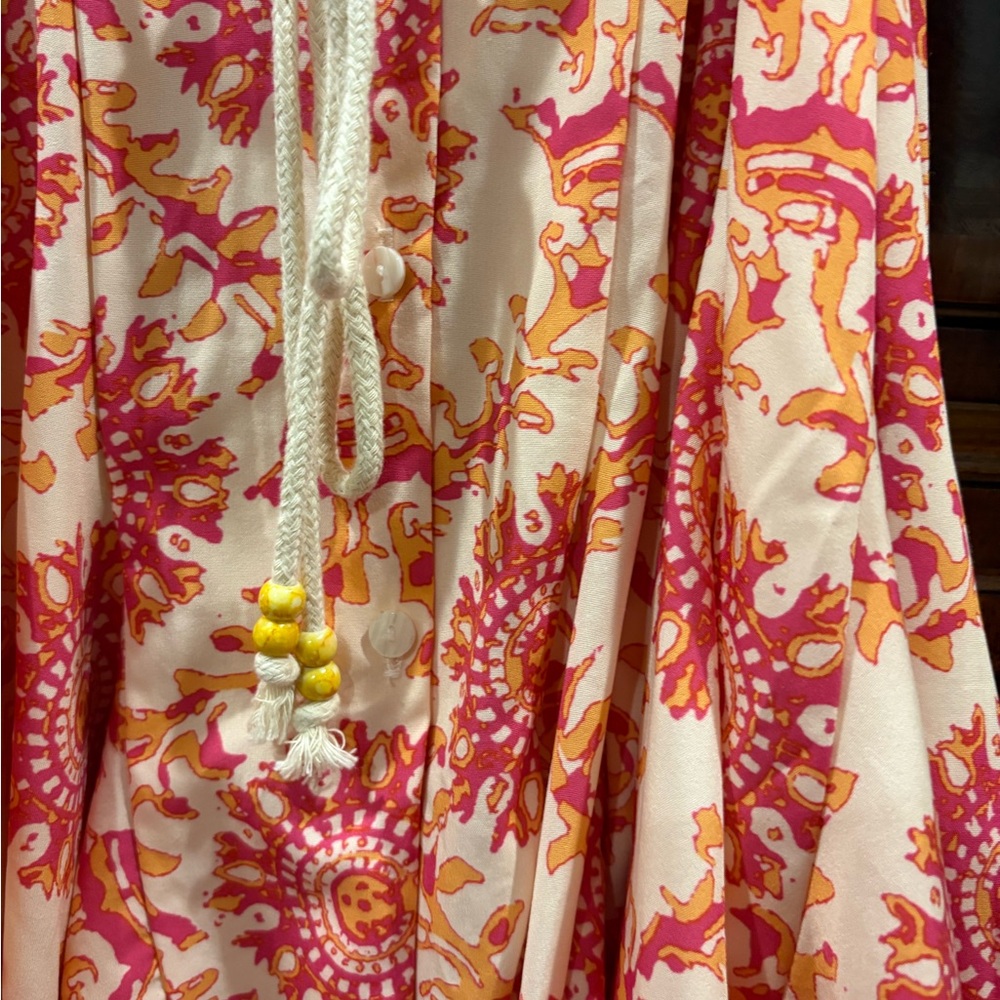 Floral Pink and Cream Women's Dress - Picture 2 of 3